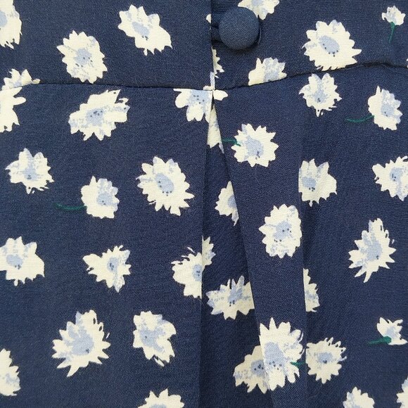 The Limited Floral Short Sleeve Romper with Pockets, Vintage, Navy Blue, Small - Picture 4 of 9